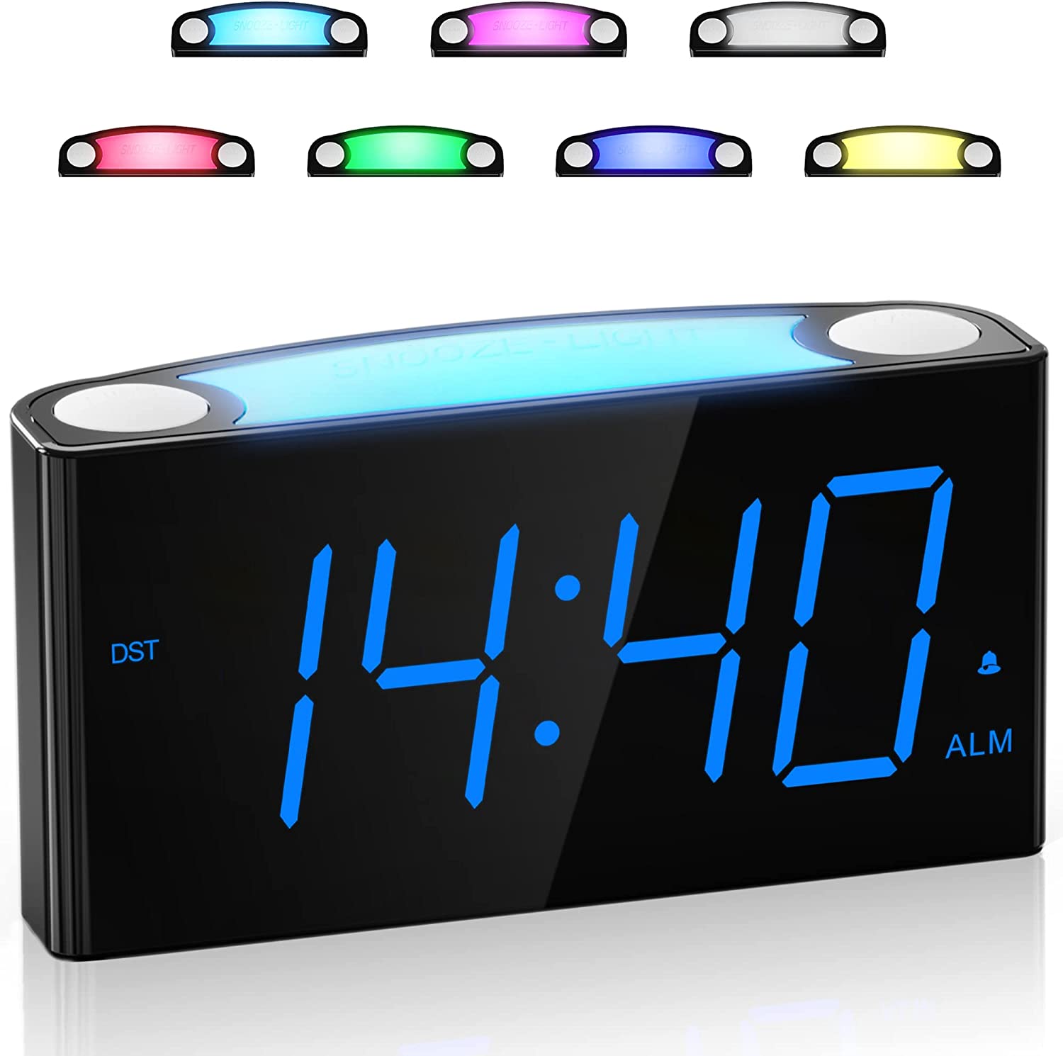 Mesqool 7 Color Adjustable Brightness Alarm Clock & Night Light