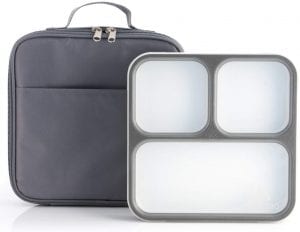 Modetro Ultra Slim Leak Proof Bento Lunchbox with 3 Portion Control Compartments