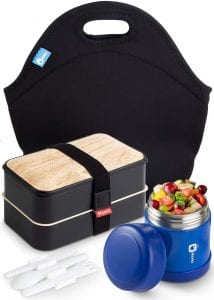 MONKA Bento Lunch Box With Thermos Vacuum And Lunch Bag