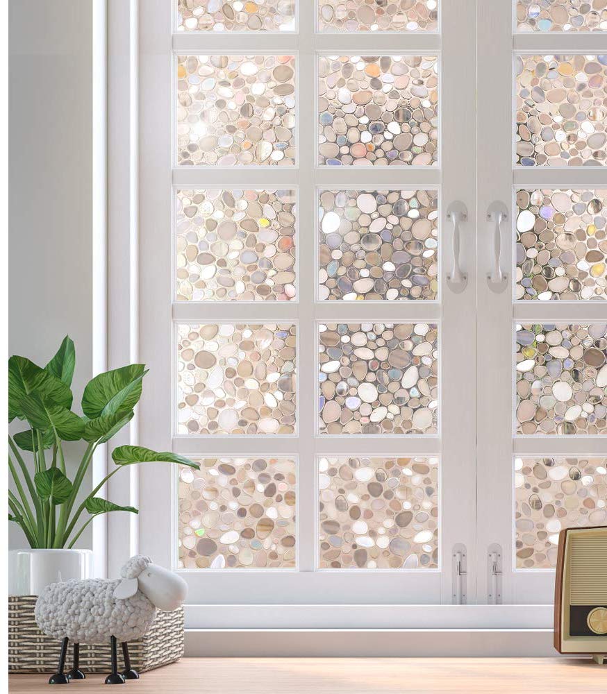 Silver Silk Window Film Privacy 35.4 x 78.7 Inches Removable Home Office Film Anti UV Window Cling Decorative Window Covering for Bathroom 