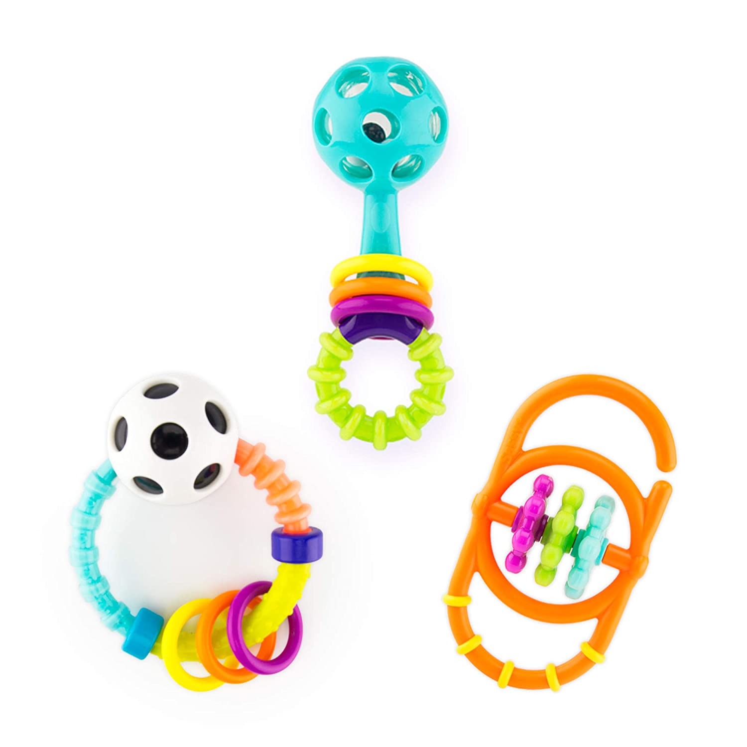 Sassy My First Rattles Contrasting Colors Baby Rattles, 3-Pack