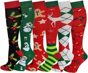 Sumona Multi-Colored Patterned Knee High Socks, 6 pairs