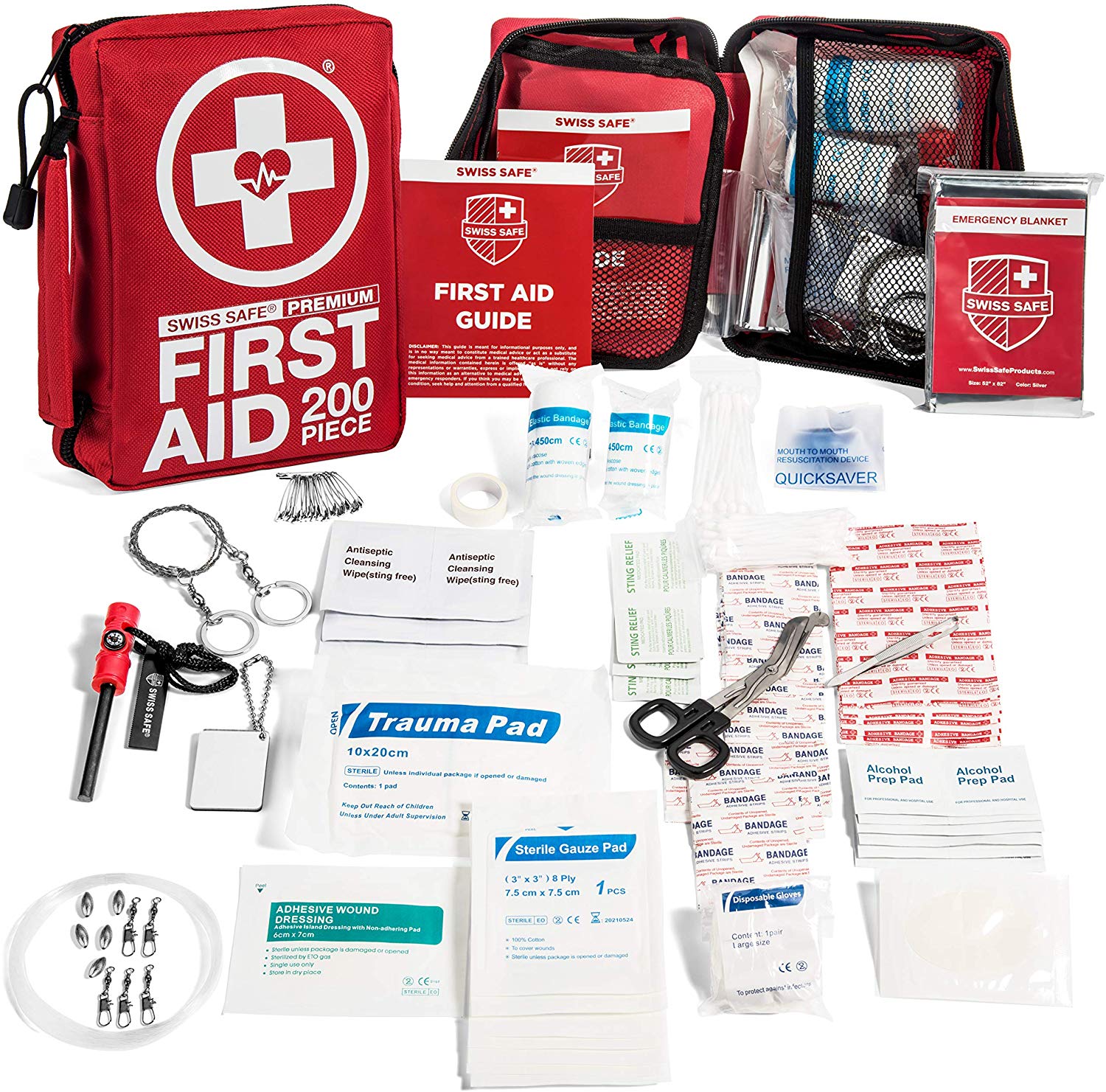 Swiss Safe Compact First Aid Kit, 200-Piece