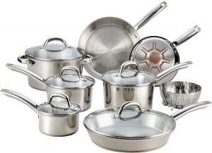 T-fal C836SD Venting Lids Stainless Steel Cookware, 13-Piece