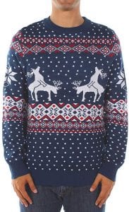 tipsyelves Men’s Ugly Christmas Sweater – Reindeer Climax Tacky Christmas Sweater Blue