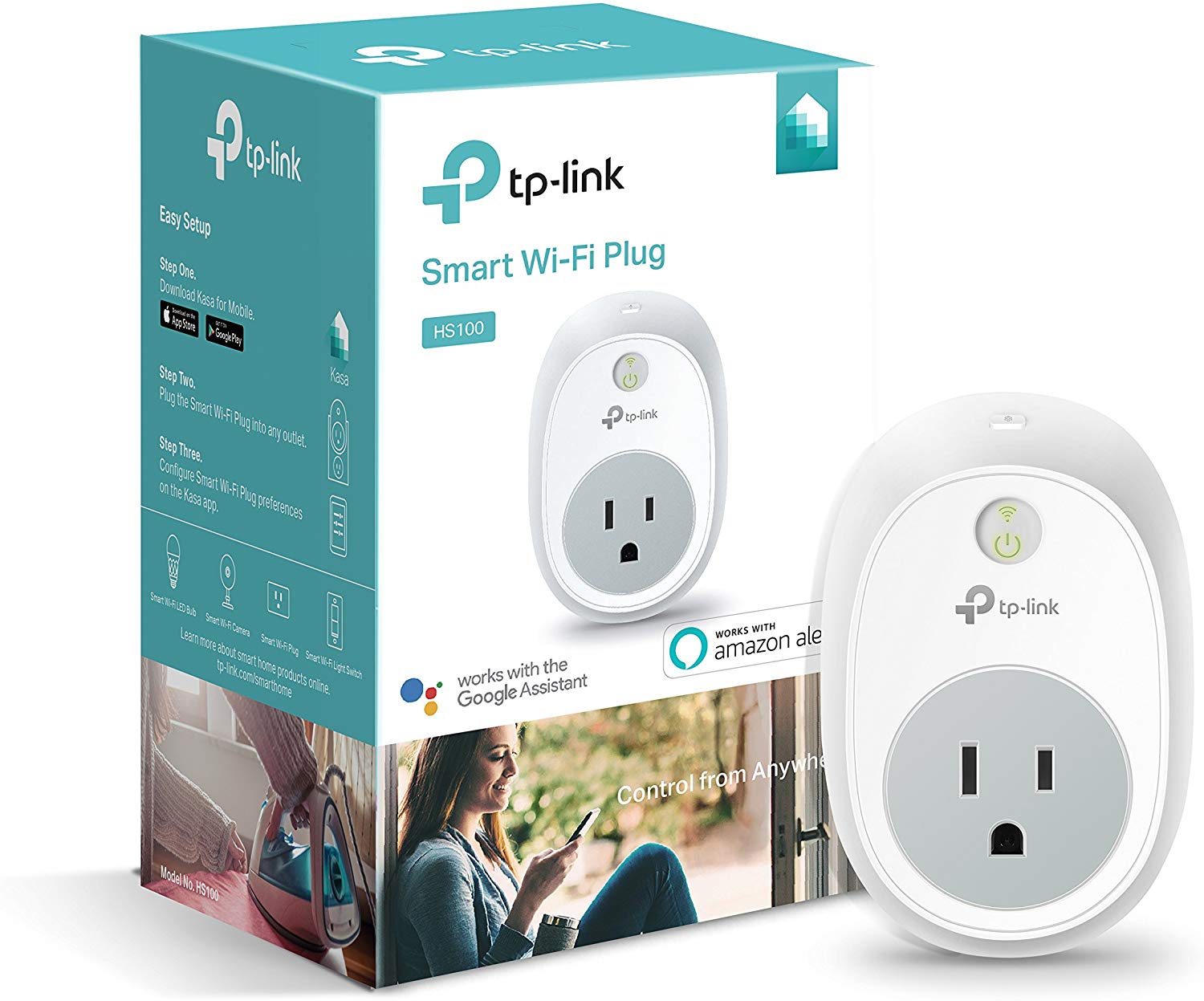 TP-Link Kasa HS100 Eco-Friendly Free App Smart Plug