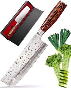 TradaFor Right Handed Non-Slip Nakiri Knife, 7-Inch