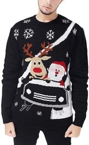 v28 Men’s Christmas Reindeer Snowman Penguin Santa and Snowflakes Sweater