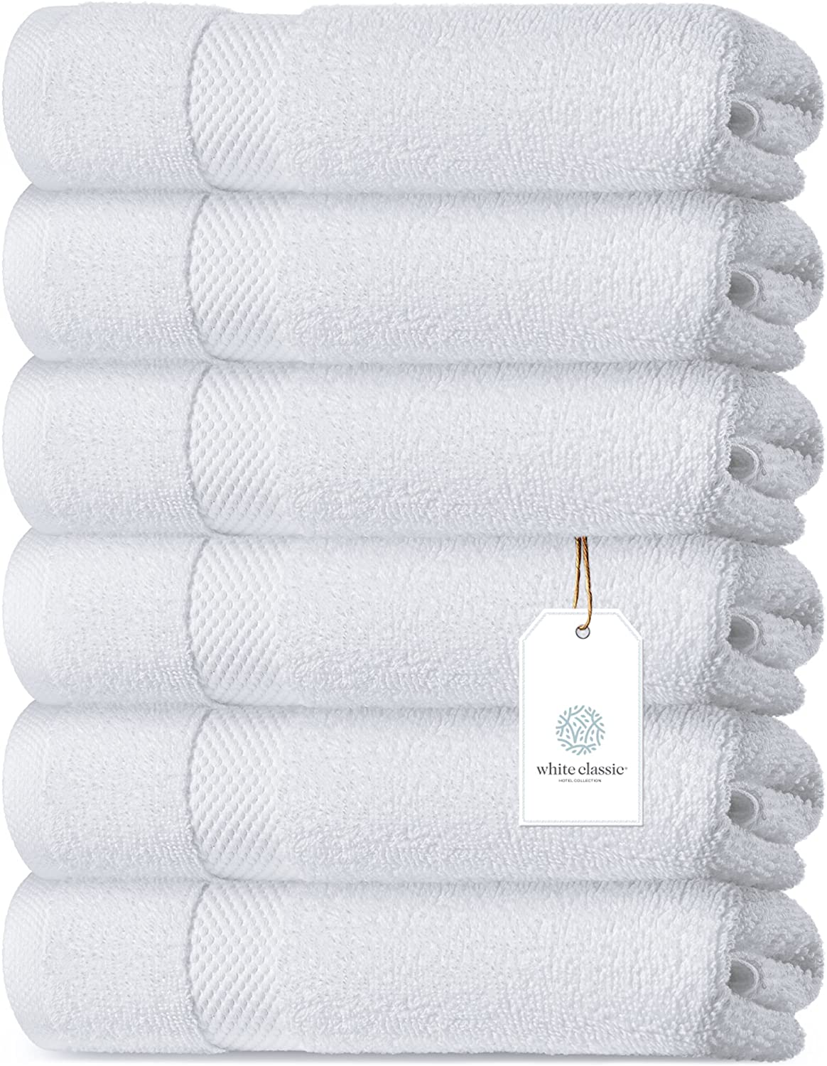White Classic Quick Dry Long-Lasting Egyptian Cotton Bath Towels, Set Of 6