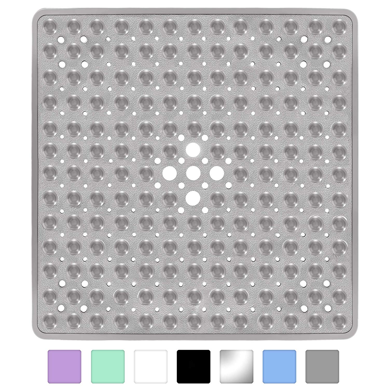 GOTH Perhk Square Non Slip Shower Mats Machine Washable Anti-Bacterial Safety Bath Mat With Suction Cup,Drain Holes for Bathroom Toilet Hotel 