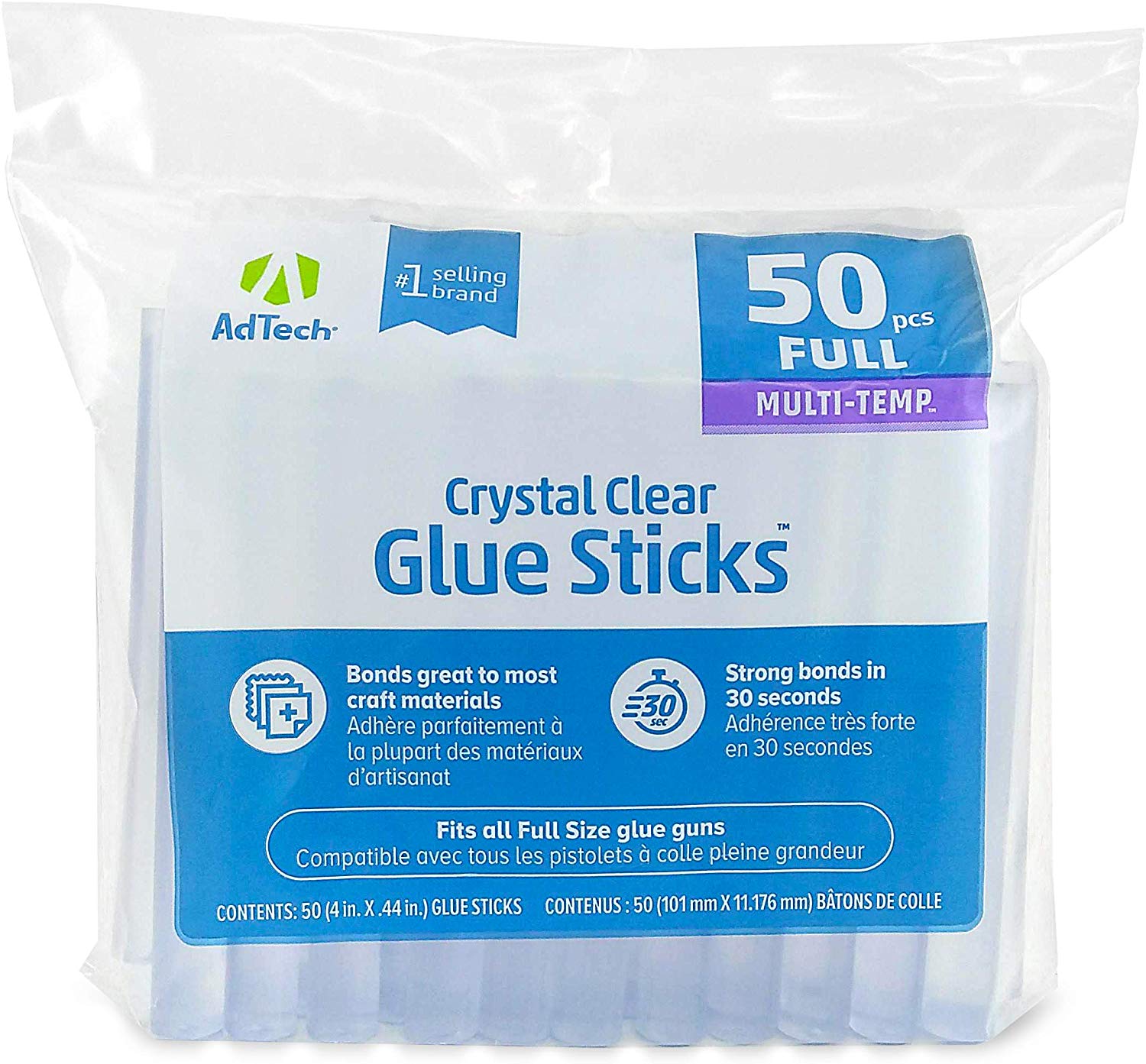 Ad-Tech Multi Temperature Hot Glue Gun Sticks, 50-Count