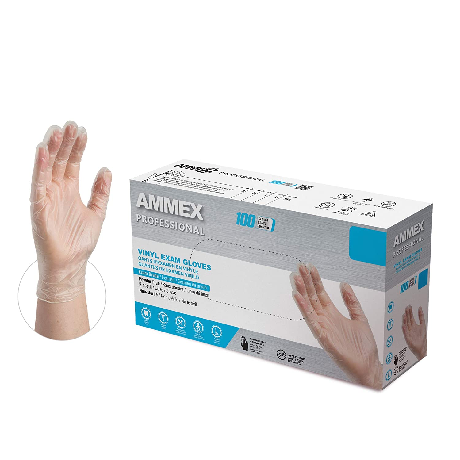 AMMEX Exam-Grade Disposable Gloves, 100-Count