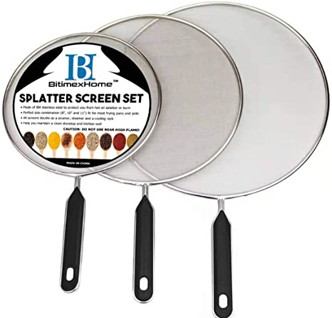 BitimexHome Safe Cooking Grease Splatter Screens, 3-Pack