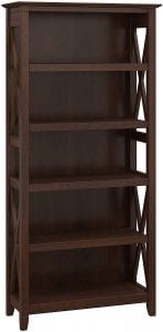 Bush Furniture 5-Shelf Bookcase, Cherry Finish