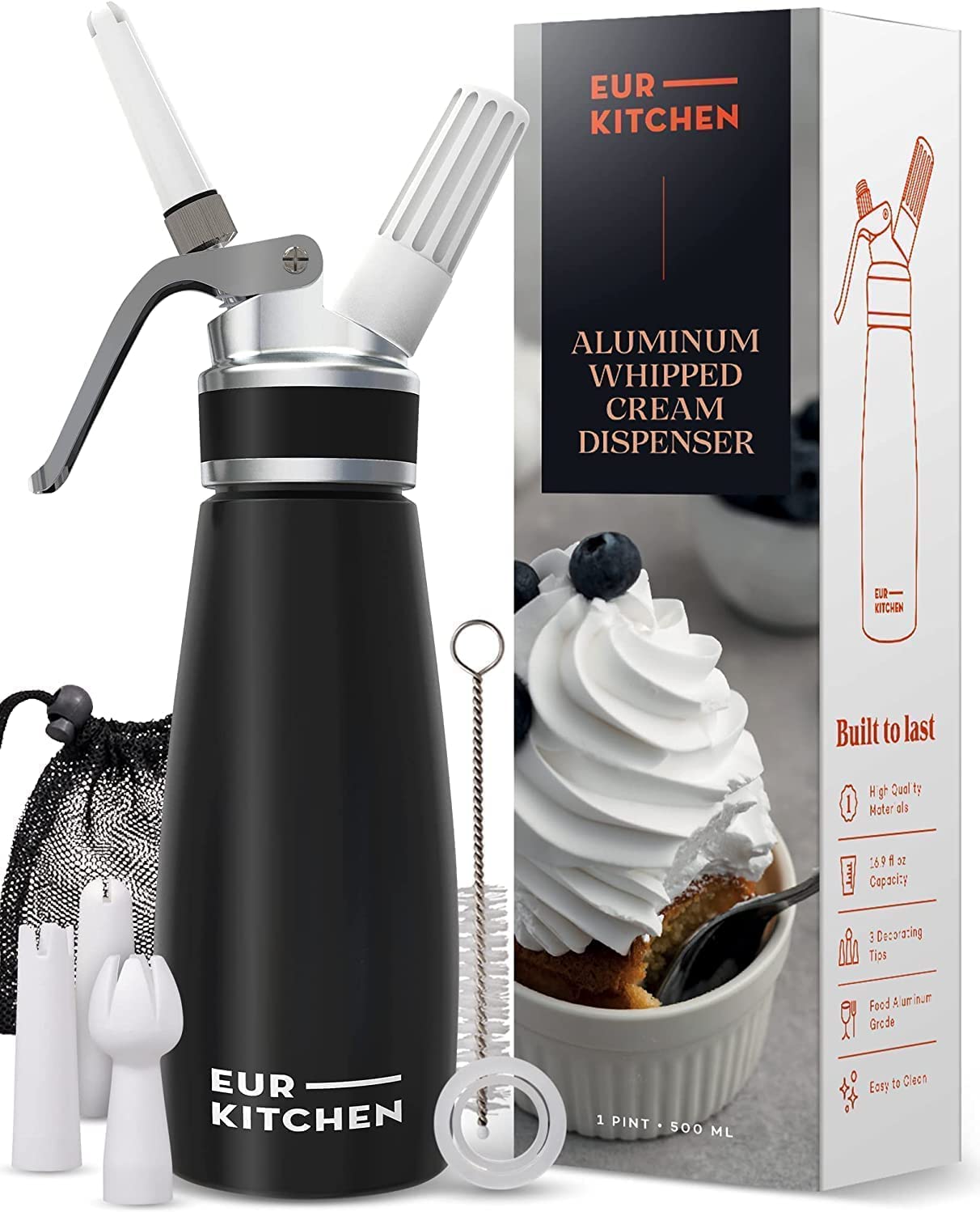 EurKitchen Multi-Use Easy Clean Whipped Cream Dispenser