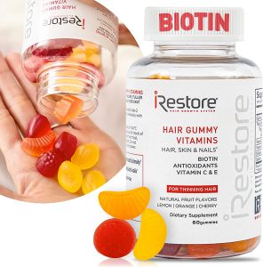 iRestore Antioxidant Biotin Gummy Supplements, 5,000-mcg