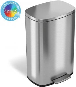 iTouchless SoftStep Stainless Steel Trash Can, 13.2-Gallon