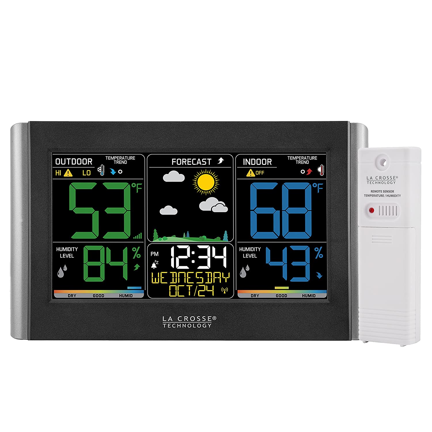 La Crosse Technology Adjustable Backlit Weather Monitoring Clock