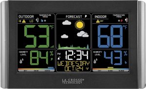 La Crosse Technology Adjustable Backlit Weather Monitoring Clock