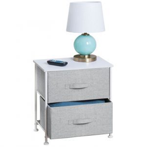 mDesign Wood Top Easy Pull Drawers Night Stand