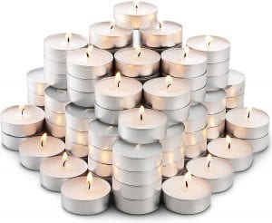 MontoPack European Long-Lasting Tea Light Candles, Set Of 100