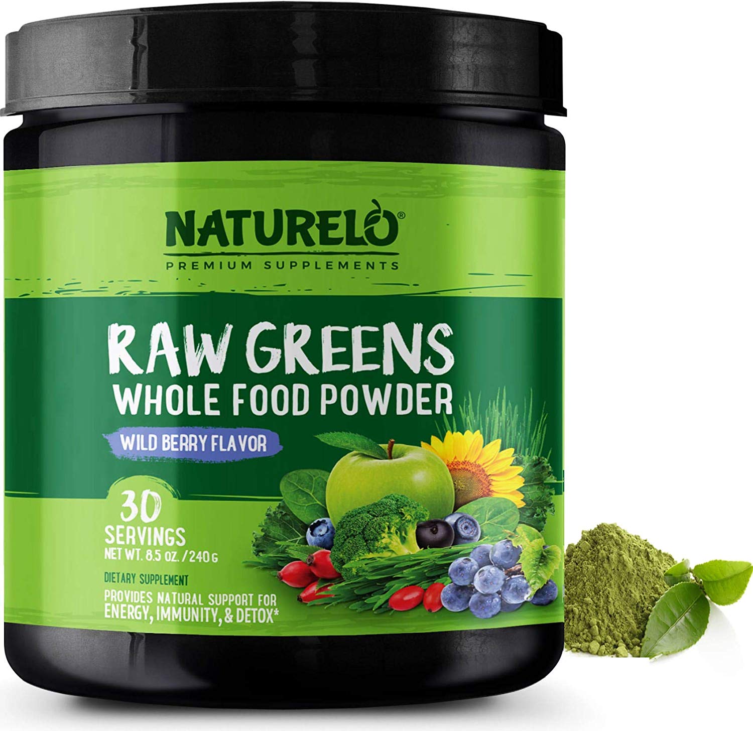 NATURELO Detox Raw Super Greens Powder