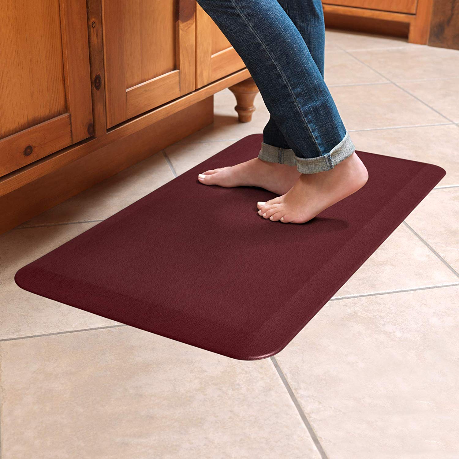 Ergonomic Non-Toxic Waterproof PVC Non Slip Washable For Indoor Outdoor Comfort Heavy Duty Standing Mats Simple Being Anti Fatigue Kitchen Floor Mat 