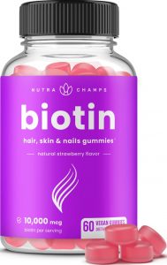 NutraChamps Natural Biotin Gummy Supplement, 10,000-mcg