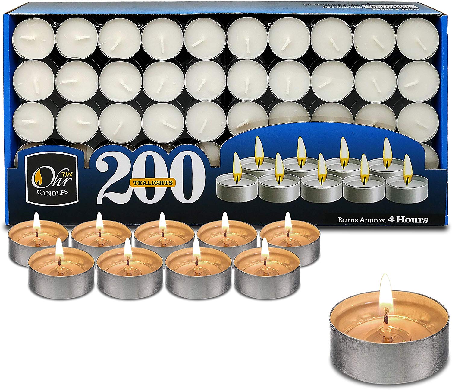 Ohr Round Indoor & Outdoor Tea Light Candles, Set Of 200