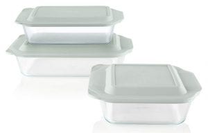 Pyrex BPA-Free Lid Deep Glass Cookware Set, 6-Piece