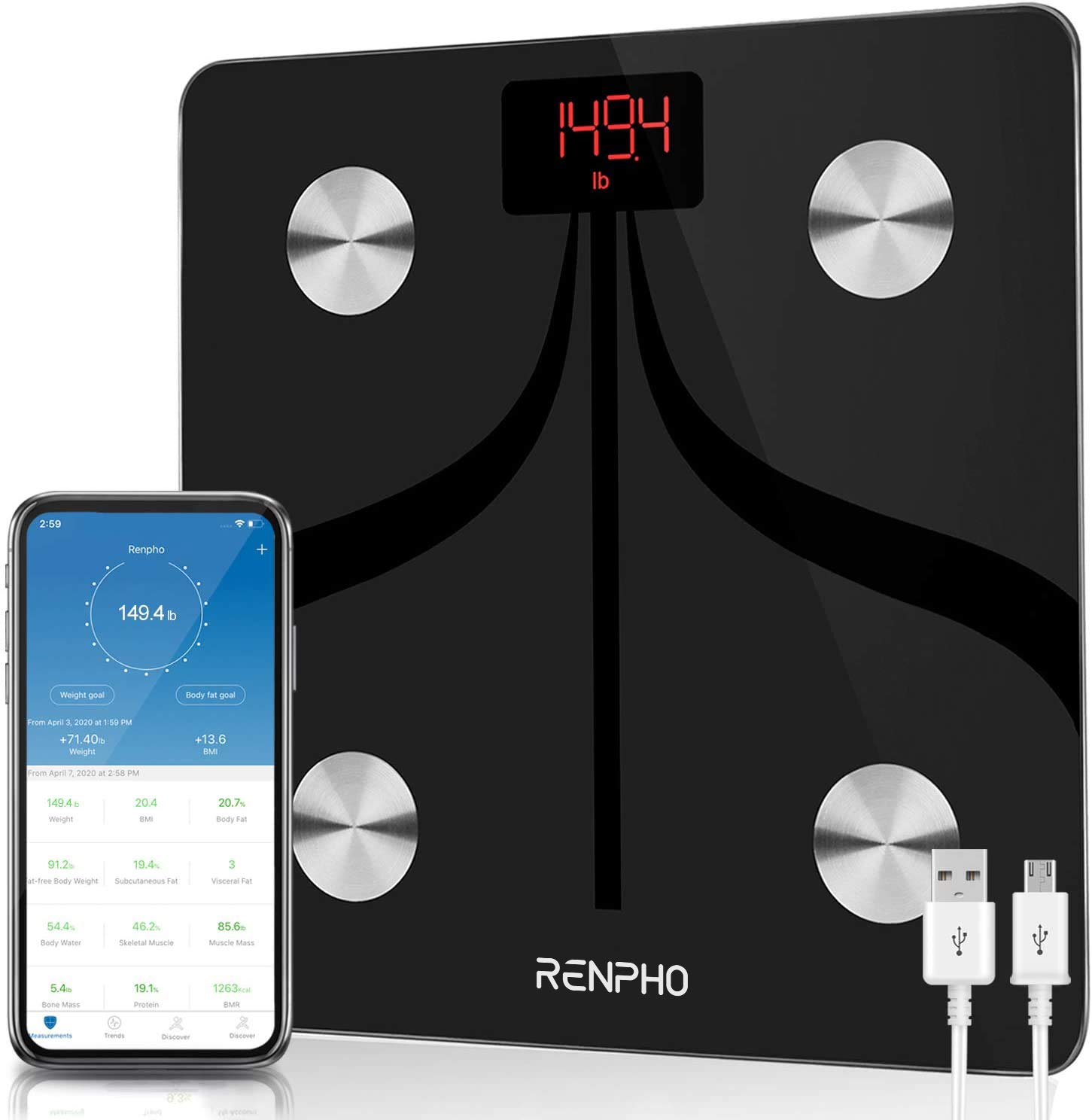 RENPHO Rechargeable Bluetooth Body Fat Monitor
