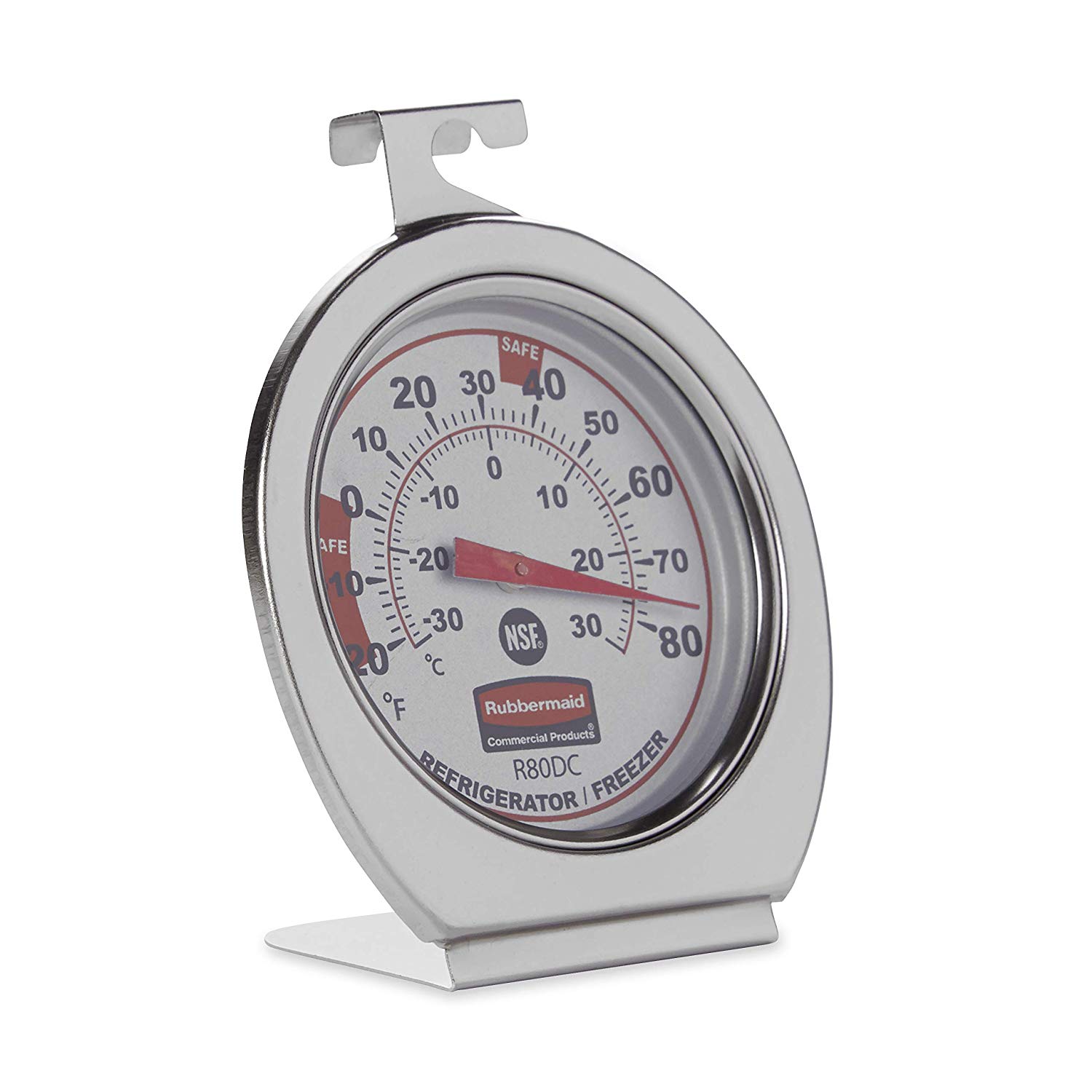 Rubbermaid Commercial Waterproof Chrome Refrigerator Thermometer