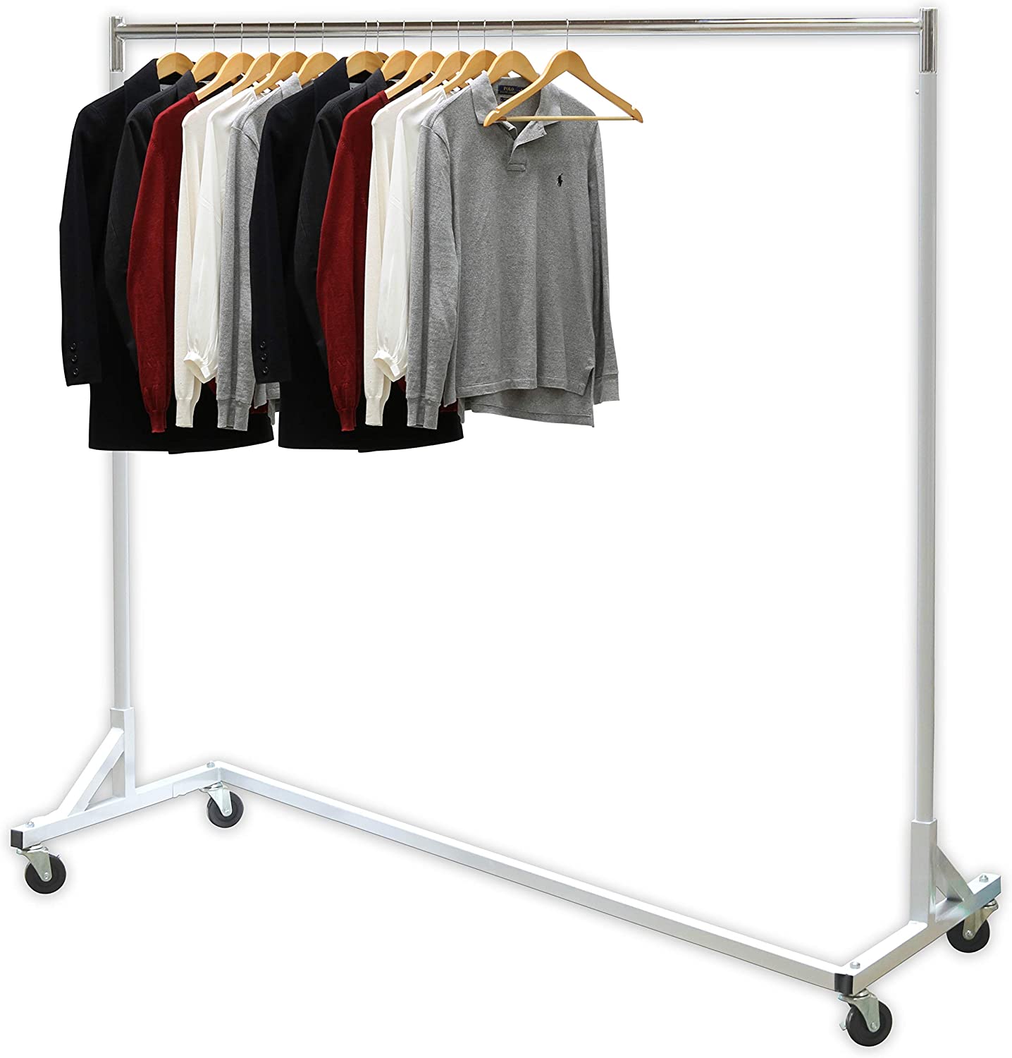 Clothing Rack Rolling Double Rail Bar Retail Clothes Salesman Garmet 300 LBS 