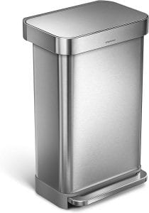 simplehuman Stainless Steel Rectangular Kitchen Trash Can, 12-Gallon