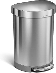 simplehuman Stainless Steel Semi-Round Step Trash Can, 16-Gallon