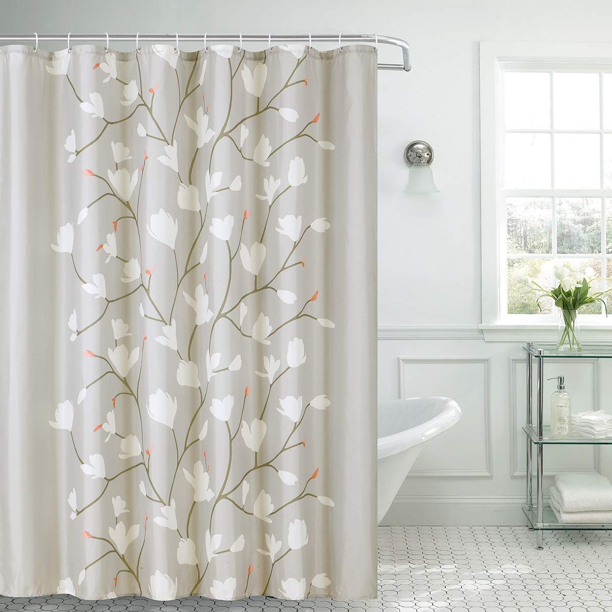 skymoving Fabric Shower Curtain with Hooks