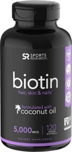 Sports Research Biotin Supplement Infused with Coconut Oil, 5,000mcg