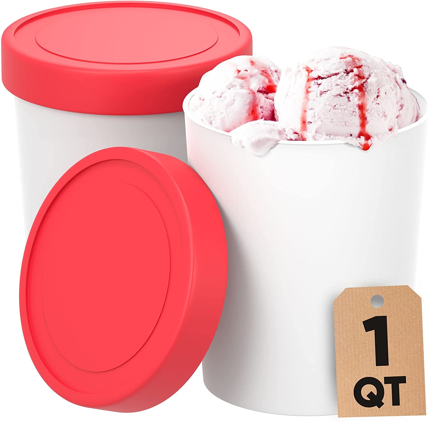 StarPack Home Stackable Easy Clean Ice Cream Containers, 2-Pack