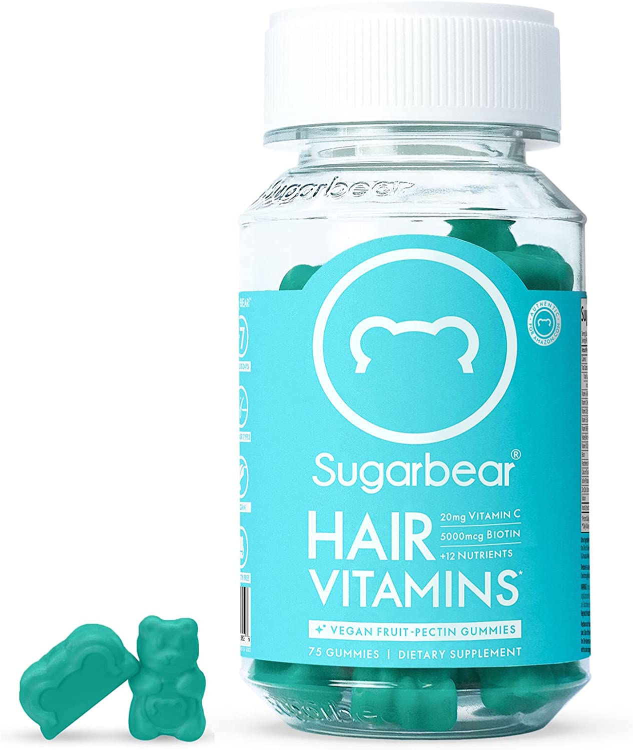 SugarBearHair Vegetarian Biotin Gummy Vitamin Supplement, 5,000-mcg