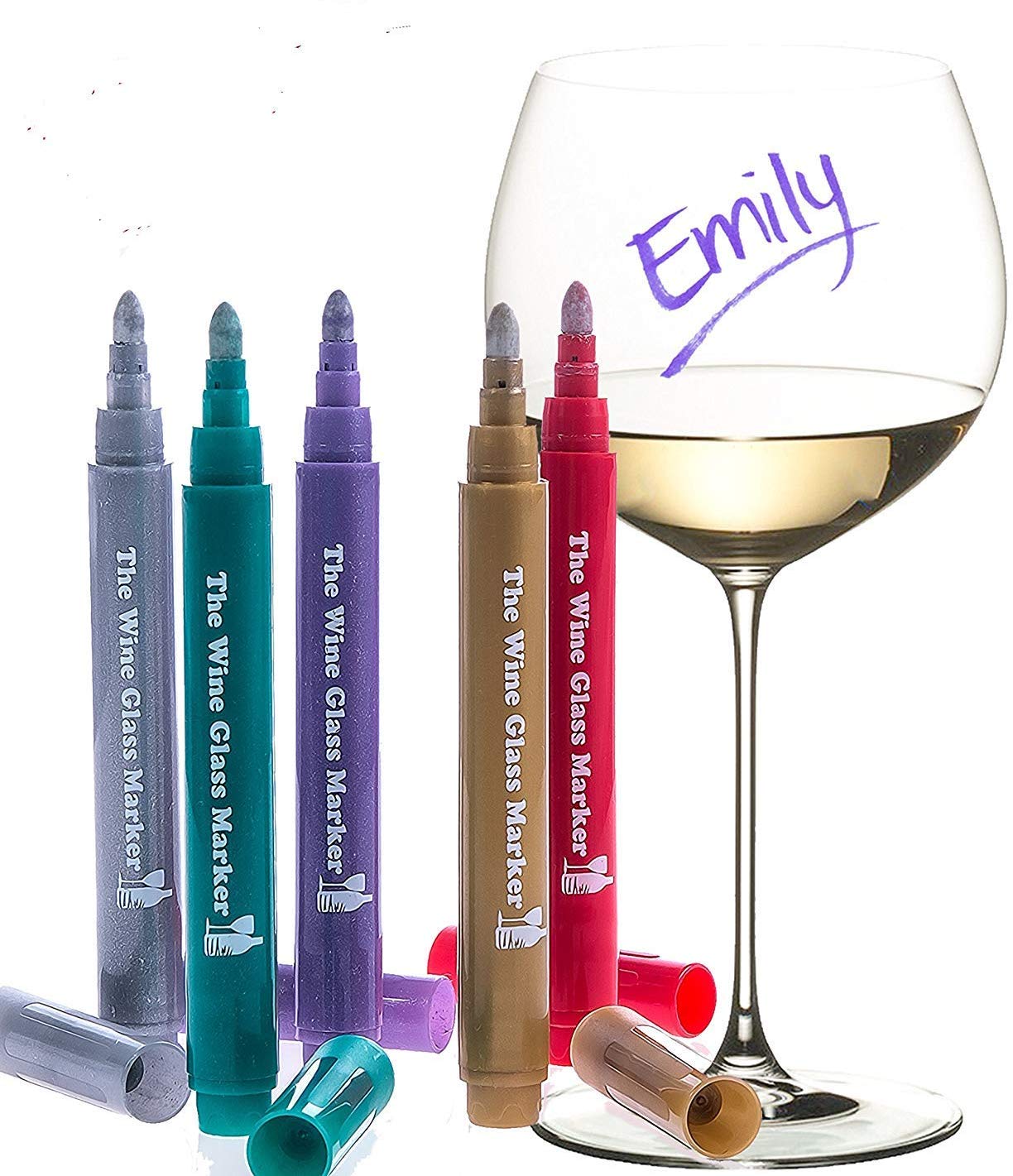 The Wine Glass Marker Vibrant Glass Marker, Set of 5