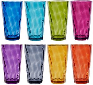 US Acrylic Optix Colored Plastic Drinkware, Set Of 8