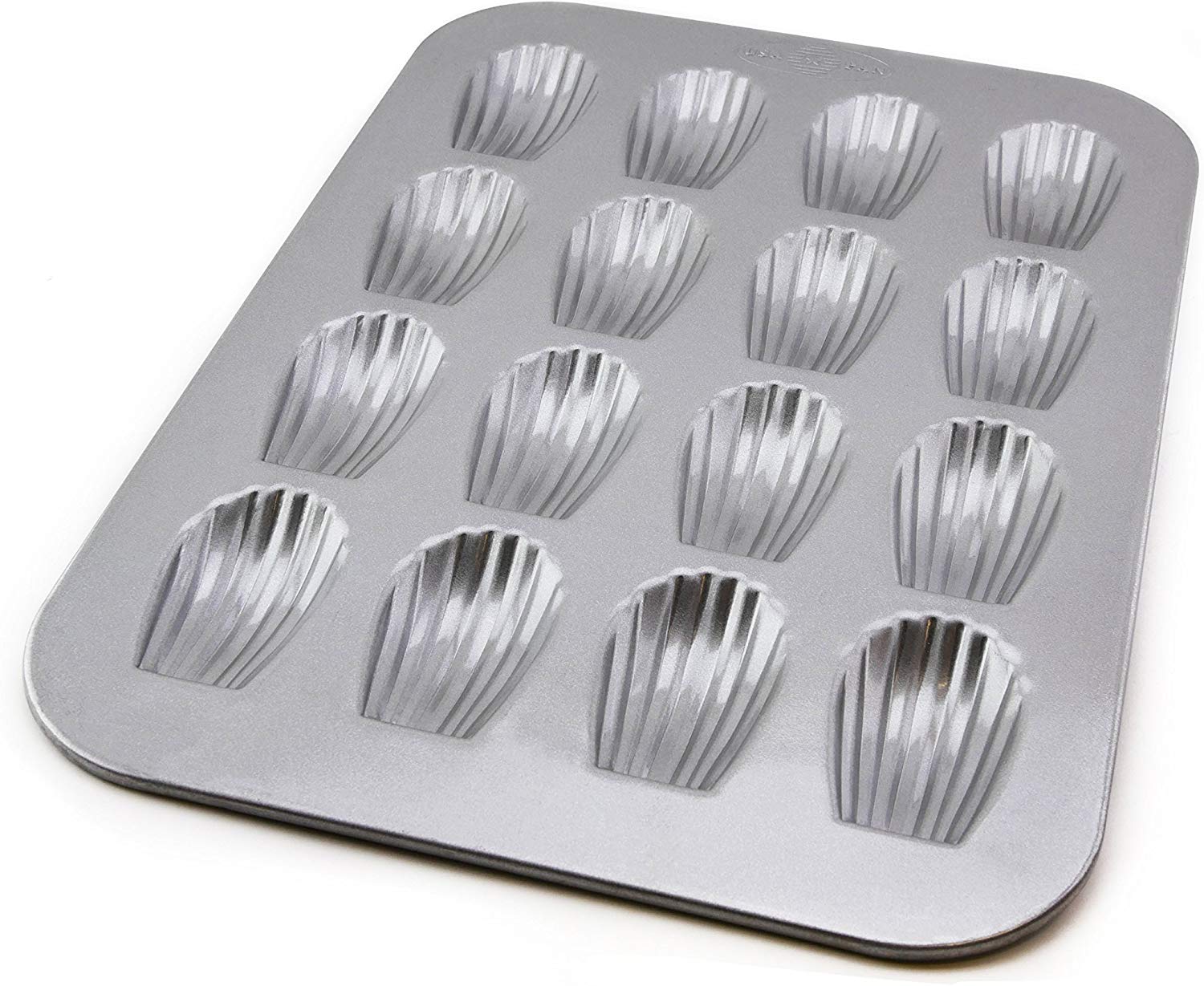 USA Pan 1297MD Bakeware Madeleine, Warp Resistant Nonstick Baking Pan, Made in The USA from Aluminized Steel, 16-Well, Silver