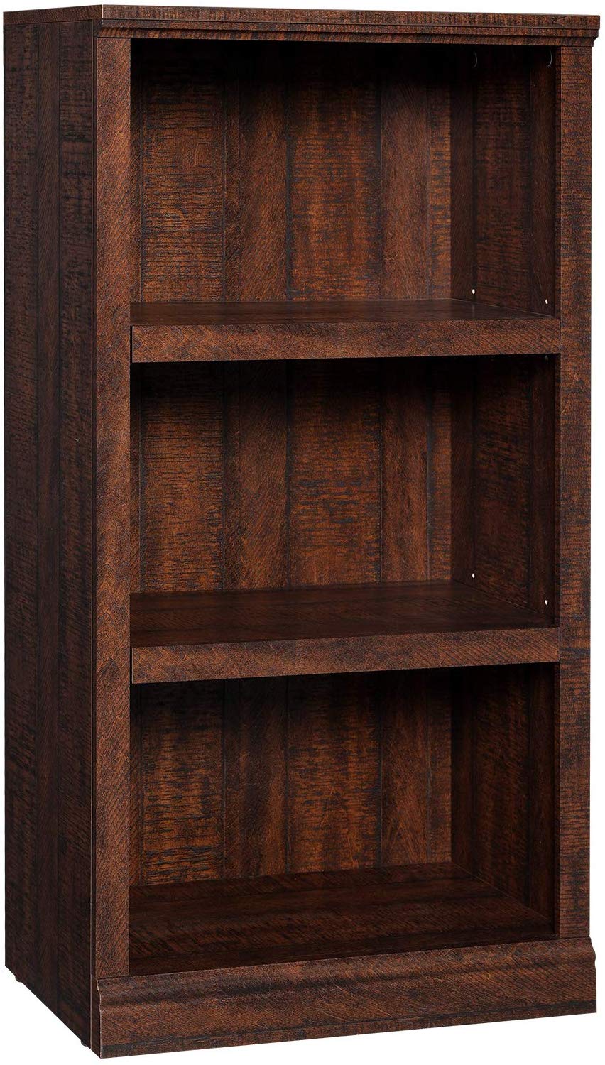 VASAGLE 3-Shelf Wooden Bookcase, Walnut Finish