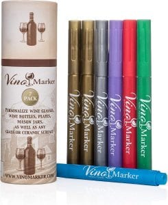 Vino Marker Metallic Wine Glass Pen, 7-Pack