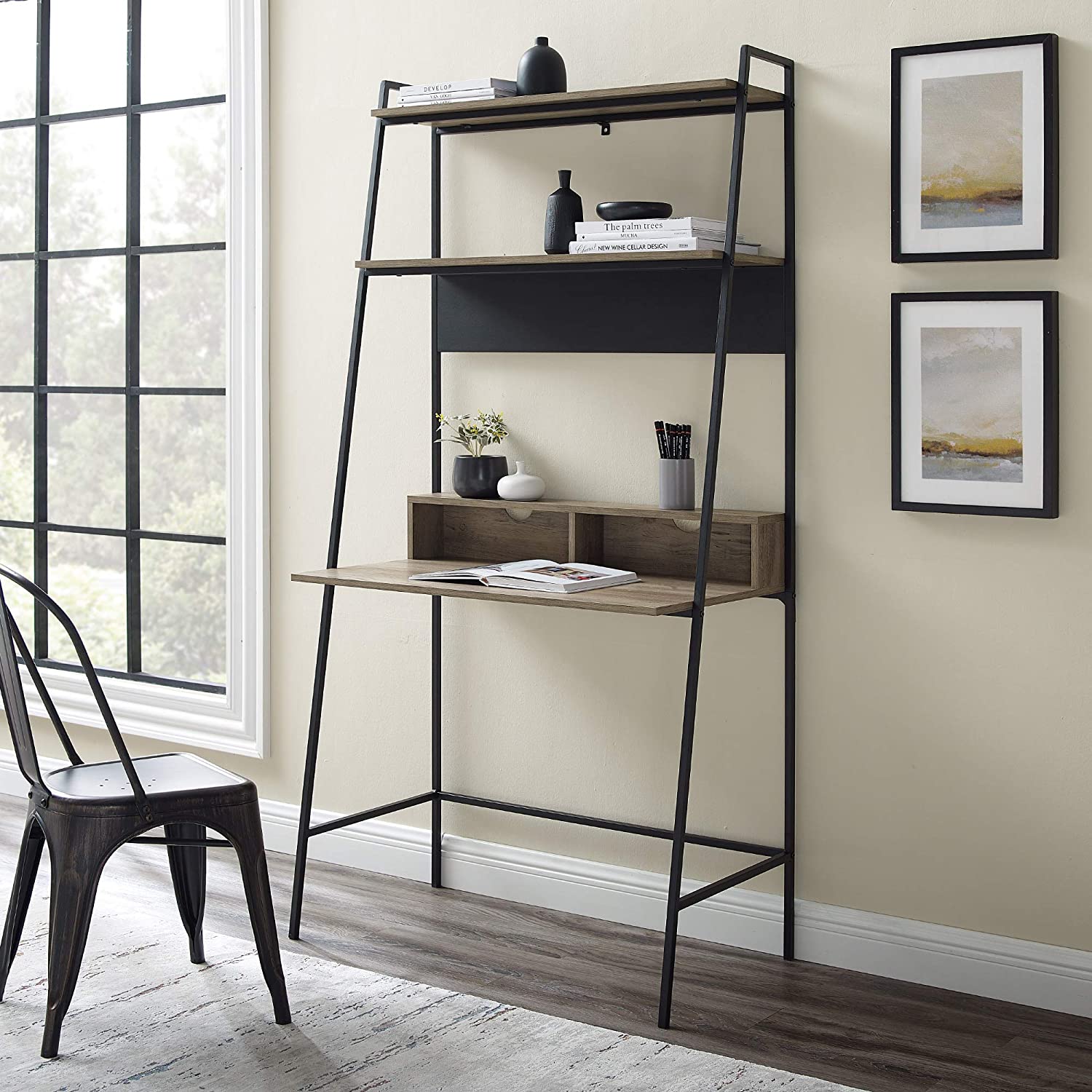 Walker Edison Furniture Company Metal & Wood Leaning/Ladder Desk