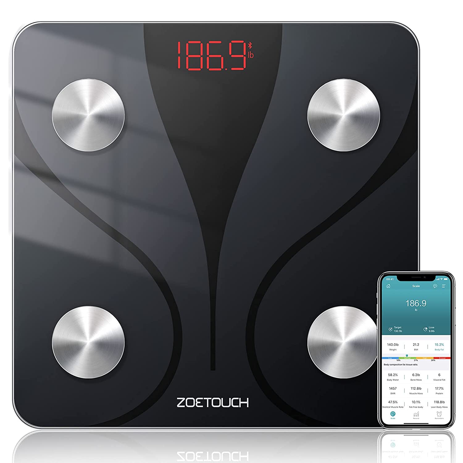 ZOETOUCH Multi-User Bluetooth Body Fat Monitor