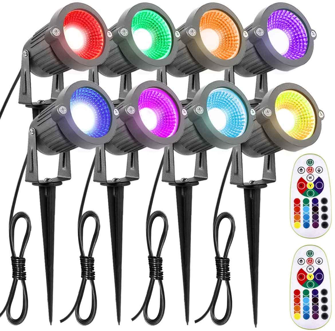 ZUCKEO Multi-Colored Outdoor Landscape Lighting, 8-Pack