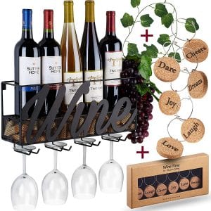 ANNA STAY Hanging Decorative Wall Wine Rack, 5-Bottle