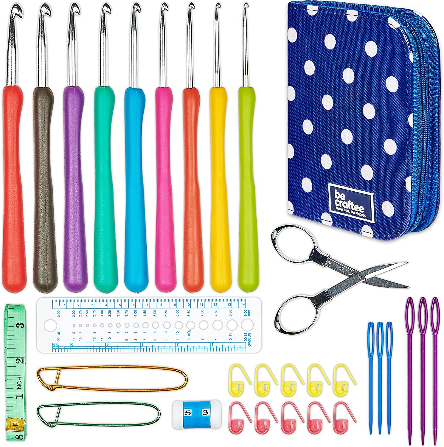 BeCraftee Color-Coded Crochet Hook Kit, 31-Piece