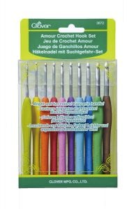 Clover Easy Grip Smooth Crochet Hook Set, 10-Count